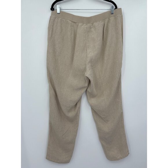J. Jill Love Linen Pull On Ankle Tapered Pant Beige Tan Large - Picture 3 of 5
